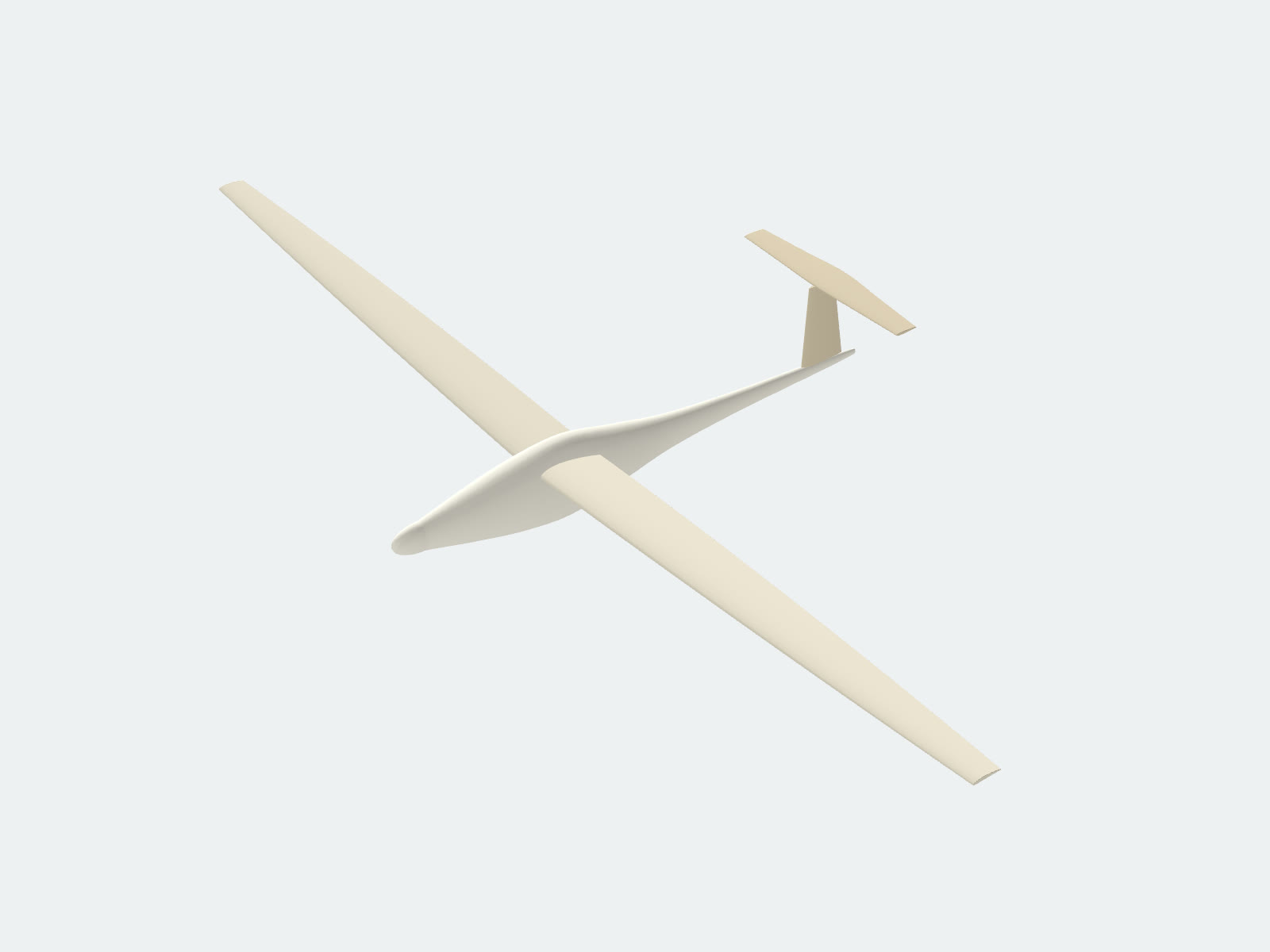 The glider seen from above and to the side: long tapered wings, a slender lofted fuselage and a T-tail.